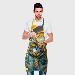 Фартук кулинарный Модная сова и желтый спиральный фон, цвет: 3D-принт — фото 2