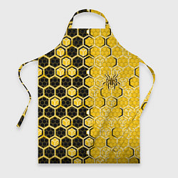 Фартук кулинарный Киберпанк соты шестиугольники жёлтый и чёрный с па, цвет: 3D-принт