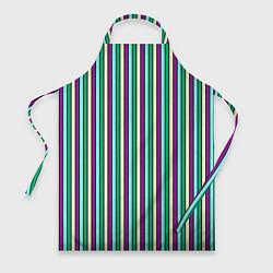 Фартук кулинарный Фиолетово-зелёный полосатый, цвет: 3D-принт