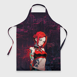Фартук кулинарный Рыжая девушка с татуировками, цвет: 3D-принт