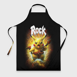 Фартук кулинарный Пикачу рокер с электрогитарой, цвет: 3D-принт