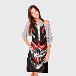 Фартук кулинарный Абстрактный белый череп и красные полосы, цвет: 3D-принт — фото 2