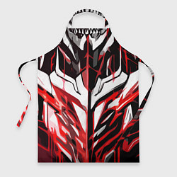Фартук кулинарный Агрессивная красно-белая абстракция на чёрном фоне, цвет: 3D-принт