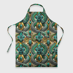 Фартук Паттерн зеленые темные змеи