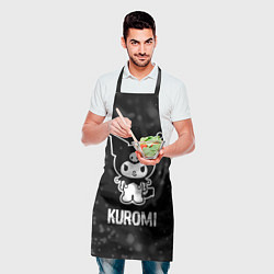 Фартук кулинарный Kuromi glitch на темном фоне, цвет: 3D-принт — фото 2