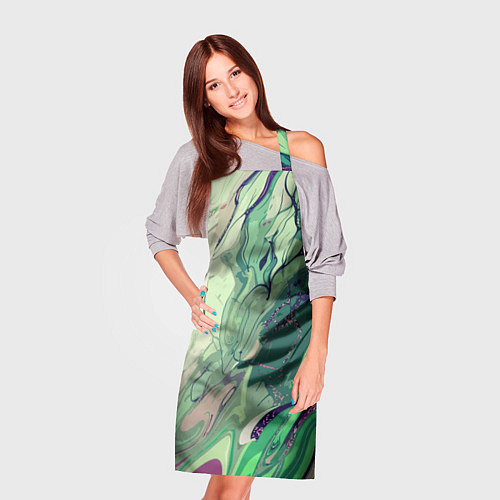 Фартук Зелёный стилизованный абстракция / 3D-принт – фото 3