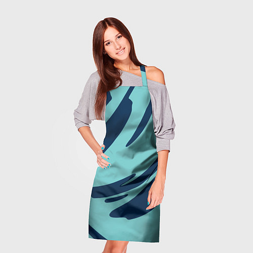 Фартук Тёмно-синий и бирюзовый абстракция / 3D-принт – фото 3
