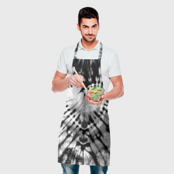 Фартук кулинарный Абстрактное сердце - черно-белый тай-дай, цвет: 3D-принт — фото 2