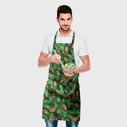 Фартук кулинарный Ёлка зелёная с шишками, цвет: 3D-принт — фото 2