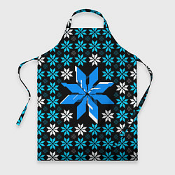 Фартук кулинарный Сине-белые звёзды на чёрном фоне, цвет: 3D-принт