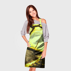 Фартук кулинарный Трещины на абстрактном жёлтом фоне, цвет: 3D-принт — фото 2