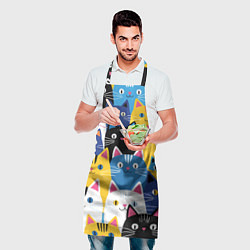 Фартук кулинарный Много цветных котиков, цвет: 3D-принт — фото 2