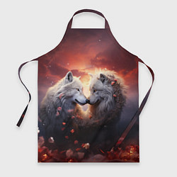 Фартук кулинарный Влюбленные волки в цветах, цвет: 3D-принт
