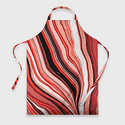 Фартук кулинарный Волнистые вертикальные чёрно-красные полосы, цвет: 3D-принт