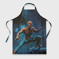 Фартук кулинарный Человек - паук в ночном городе, цвет: 3D-принт