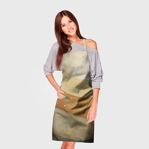 Фартук Бежево-золотые полосы с блестками / 3D-принт – фото 3