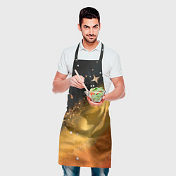 Фартук кулинарный Черно-оранжевая блестящая текстура, цвет: 3D-принт — фото 2