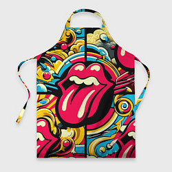 Фартук кулинарный Rolling Stones logo - pop art pattern, цвет: 3D-принт