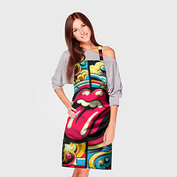 Фартук кулинарный Rolling Stones logo - pop art pattern, цвет: 3D-принт — фото 2