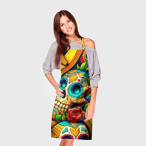 Фартук Colorfull skulls and bananas - pop art pattern / 3D-принт – фото 3
