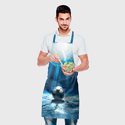 Фартук кулинарный Футбольный мяч в синем, цвет: 3D-принт — фото 2