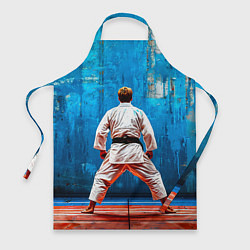 Фартук кулинарный Дзюдоист на синем, цвет: 3D-принт