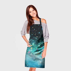 Фартук кулинарный Бирюзовые блестки фон, цвет: 3D-принт — фото 2