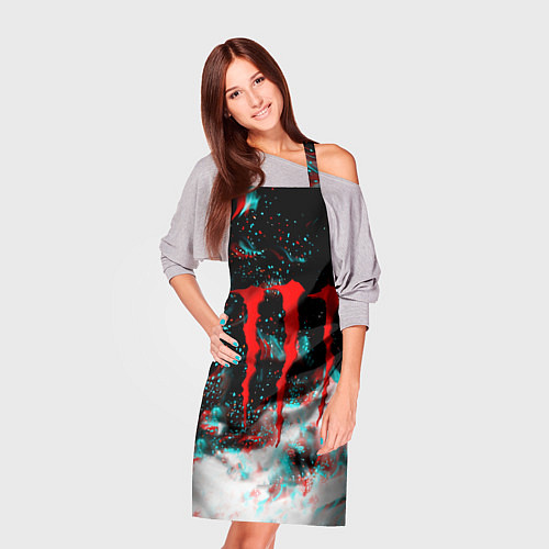 Фартук Monster energy огонь глитч / 3D-принт – фото 3