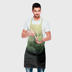 Фартук кулинарный Зелёный полосами от светлого к тёмному текстурные, цвет: 3D-принт — фото 2