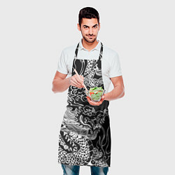 Фартук кулинарный Белый дракон на черном, цвет: 3D-принт — фото 2