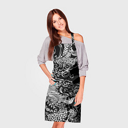 Фартук кулинарный Белый дракон на черном, цвет: 3D-принт — фото 2