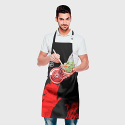 Фартук кулинарный Детройт Ред Уингз - брызги краска на черном фоне, цвет: 3D-принт — фото 2