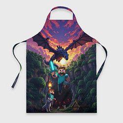 Фартук кулинарный Дракон края и Стив - Майнкрафт арт, цвет: 3D-принт