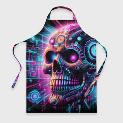 Фартук кулинарный Neon cyber skull, цвет: 3D-принт