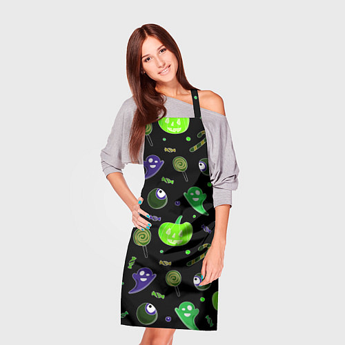 Фартук Halloween black pumpkin pattern / 3D-принт – фото 3