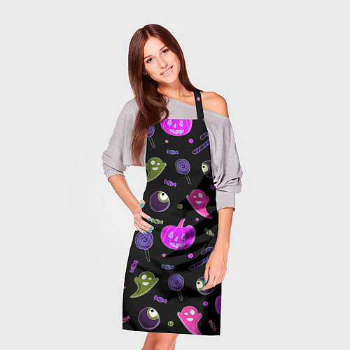 Фартук Halloween pink black pumpkin / 3D-принт – фото 3