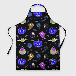 Фартук кулинарный Halloween blue black pumpkin, цвет: 3D-принт