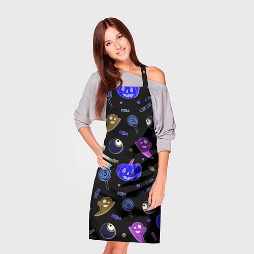 Фартук Halloween blue black pumpkin / 3D-принт – фото 3