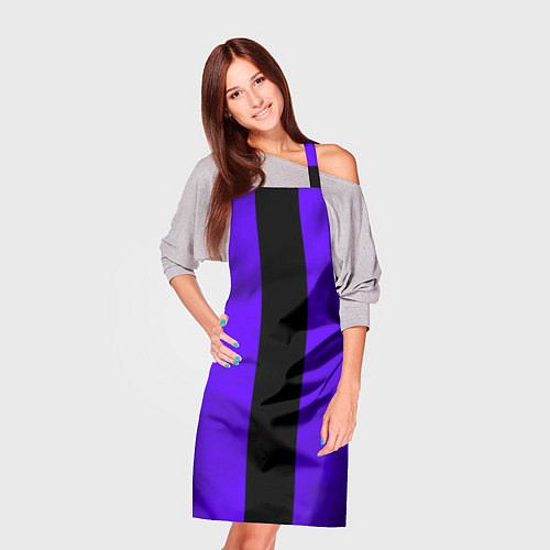 Фартук Color purple black stripes / 3D-принт – фото 3