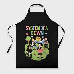 Фартук кулинарный System of a Down мультяшный, цвет: 3D-принт
