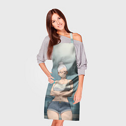 Фартук кулинарный Дандадан бабушка в ванной, цвет: 3D-принт — фото 2