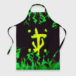 Фартук кулинарный Doom зелёный огонь, цвет: 3D-принт