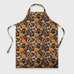 Фартук Новогодний орнамент с корицей и дольками апельсина