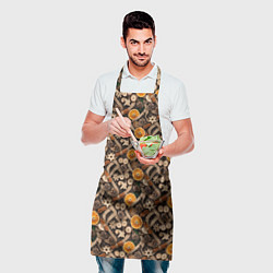 Фартук кулинарный Новогодний орнамент с корицей и дольками апельсина, цвет: 3D-принт — фото 2