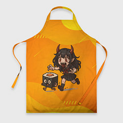 Фартук кулинарный Девочка дьявол бежит за роллом, цвет: 3D-принт