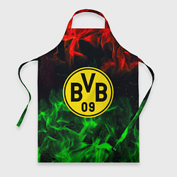 Фартук кулинарный Borussia красно зеленый огонь, цвет: 3D-принт