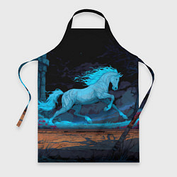 Фартук кулинарный Лошадь в синем свете, цвет: 3D-принт