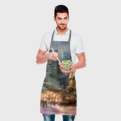 Фартук кулинарный Москва - сити и новогодняя елка, цвет: 3D-принт — фото 2