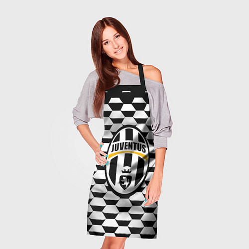 Фартук Juventus геометрия черно белая / 3D-принт – фото 3