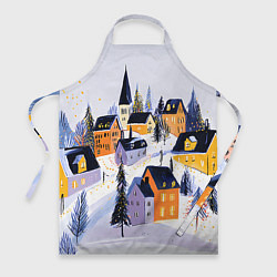 Фартук кулинарный Новогодние домики на горе, цвет: 3D-принт